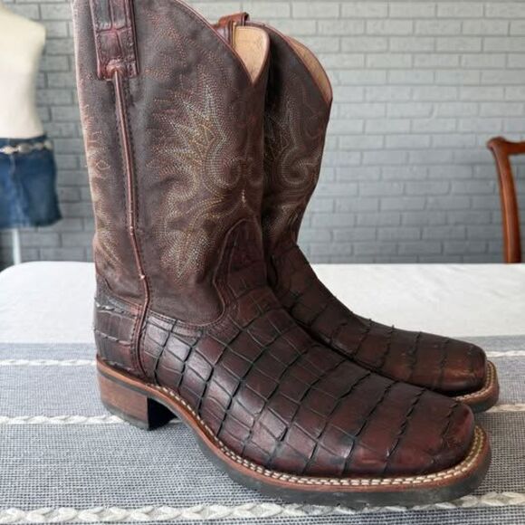Double H Croc Print Square Toe Cowboy Boots Size 10 DH3611 main image 9